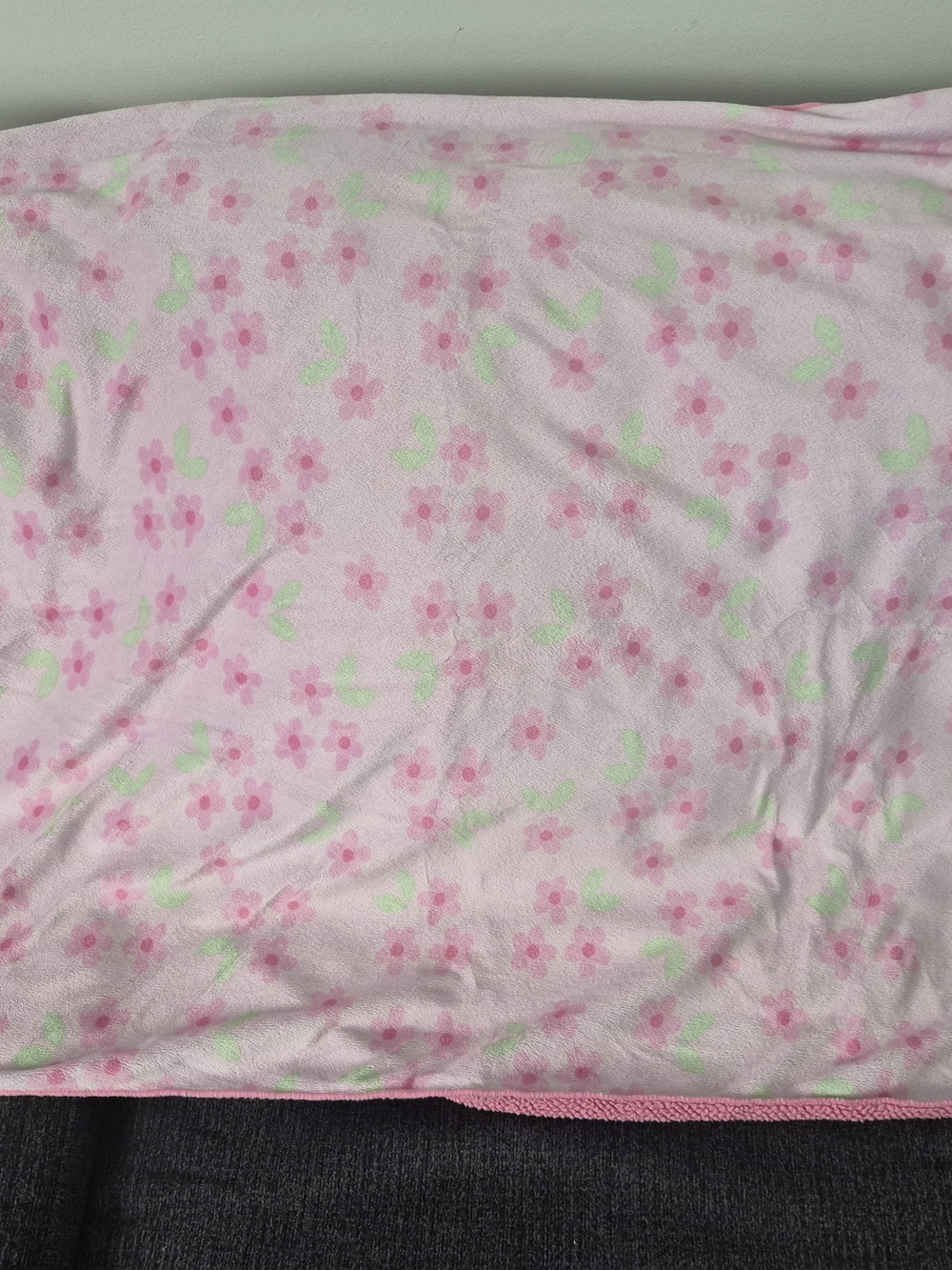 Carter's Pink Floral Fleece Throw with Mint Leaf Accents